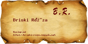 Briski Róza névjegykártya